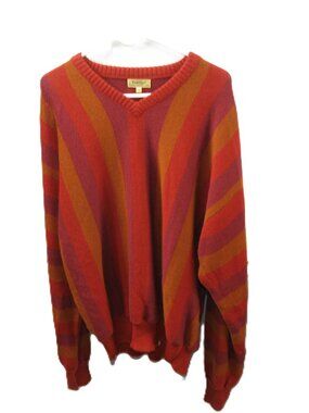 Paul Stuart NWOT 100% Baby Llama Wool Striped V-Neck Sweater Size XXL